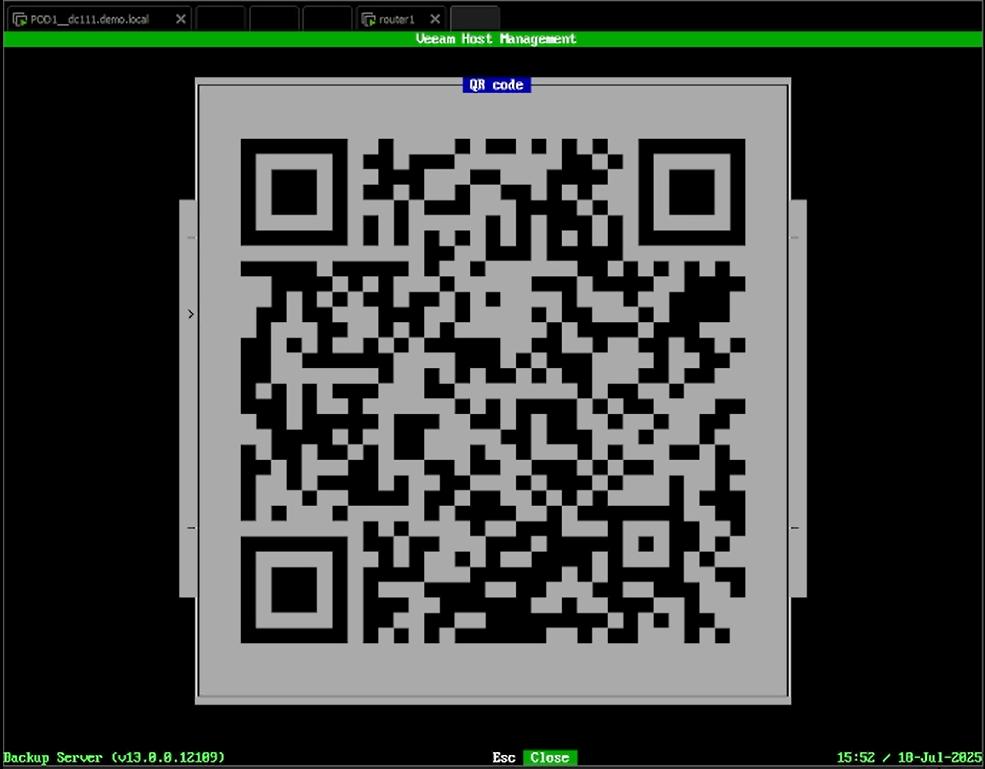 VBR v13 Beta 2 TUI MFA QR Code Ausgabe fuer veeamadmin