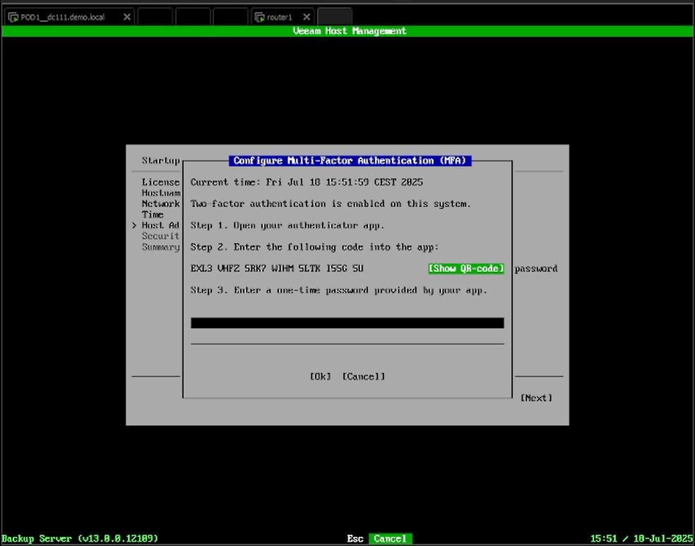 VBR v13 Beta 2 TUI MFA fuer veeamadmin