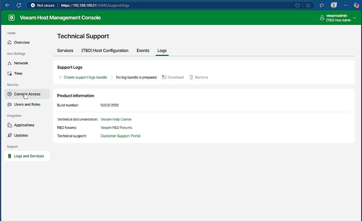 VBR v13 Beta 2 Web-TUI Logs