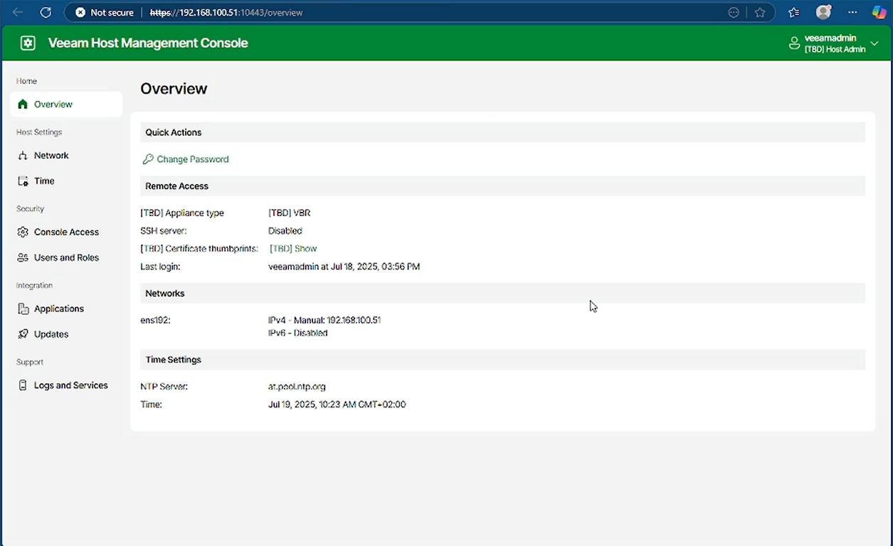 VBR v13 Beta 2 Web-TUI Overview